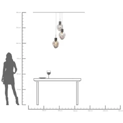 Best KARE Design Lampa wisząca przydymiona 3L stal i szkło Ø45x160 cm - KARE