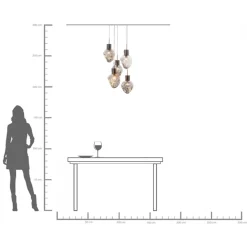 Outlet KARE Design Lampa wisząca przydymiona 5L stal i szkło Ø50x160 cm - KARE