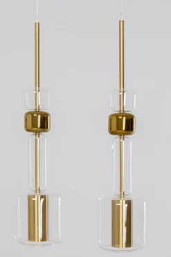 New KARE Design Lampa wisząca stal i szkło kolor transparentny i złoty 103x60 cm - KARE