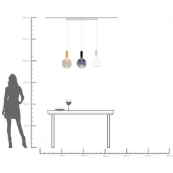 Clearance KARE Design Lampa wisząca z 3 szklanymi kloszami w różnych kolorach 99 cm - KARE