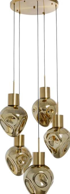 Clearance KARE Design Lampa wisząca złota 5L stal i szkło Ø50x160 cm - KARE