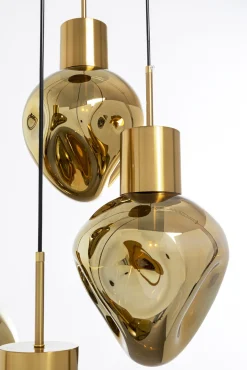 Clearance KARE Design Lampa wisząca złota 5L stal i szkło Ø50x160 cm - KARE