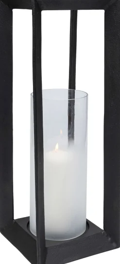 Clearance KARE Design Latarenka loft duża czarna aluminium i szło 22x61 cm - KARE