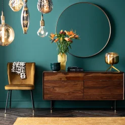 Outlet KARE Design Lustro wiszące Curve Round ∅100 cm mosiężne - KARE