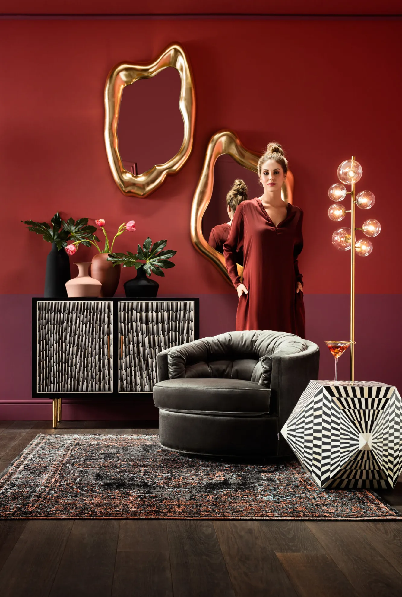 Fashion KARE Design Lustro wiszące Hologram 117x68 cm złote - KARE