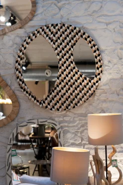 Best KARE Design Lustro wiszące okrągłe MDF i żywica epoksydowa Ø67 cm - KARE