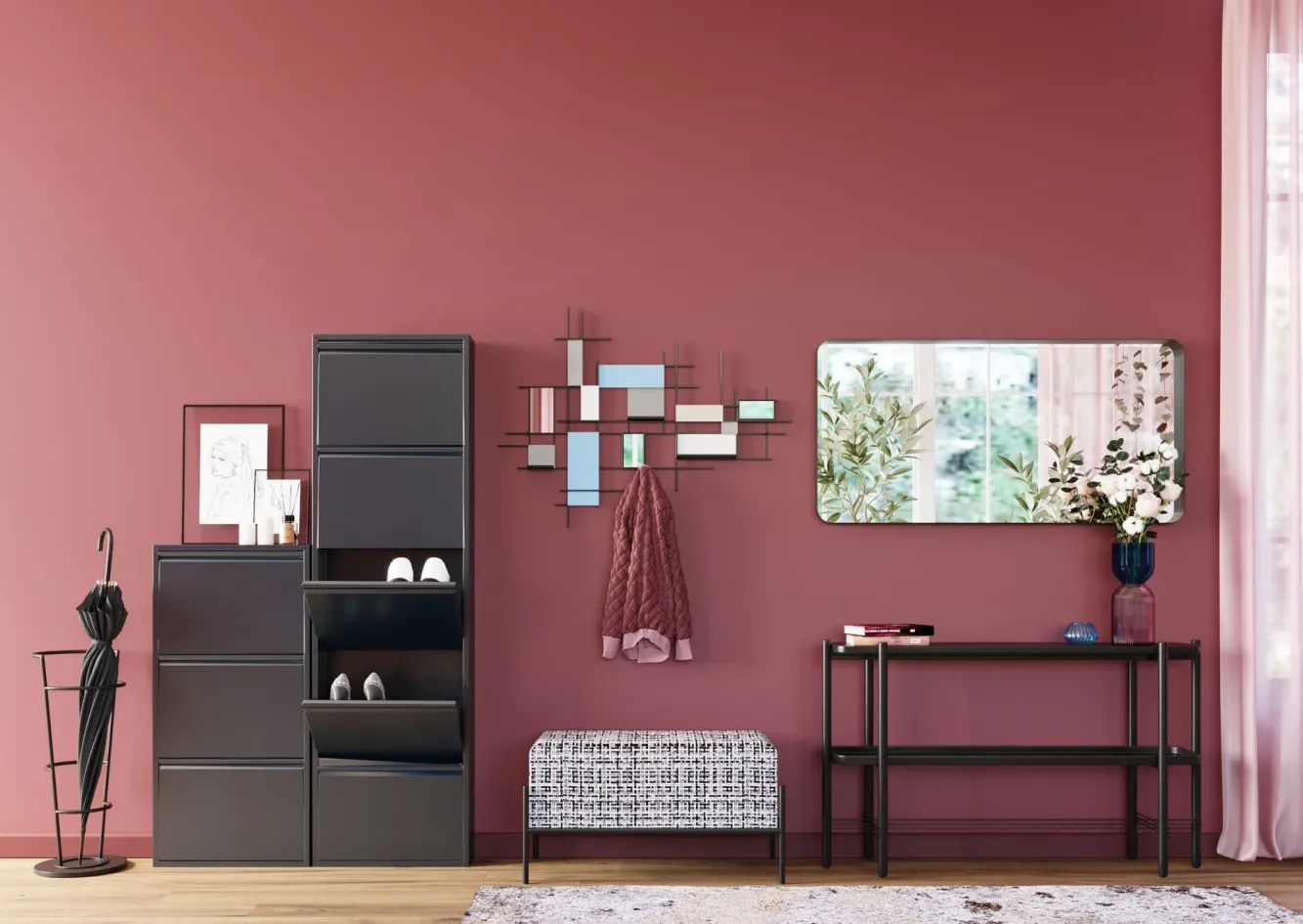 New KARE Design Lustro wiszące Shadow Soft 120x60 cm czarne - KARE