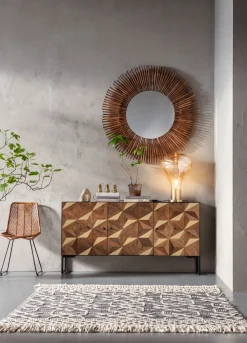 Clearance KARE Design Lustro wiszące Sunlight ∅120 cm drewniane - KARE