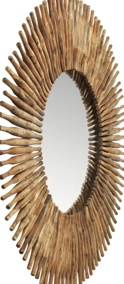 Clearance KARE Design Lustro wiszące Sunlight ∅120 cm drewniane - KARE