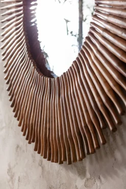 Clearance KARE Design Lustro wiszące Sunlight ∅120 cm drewniane - KARE