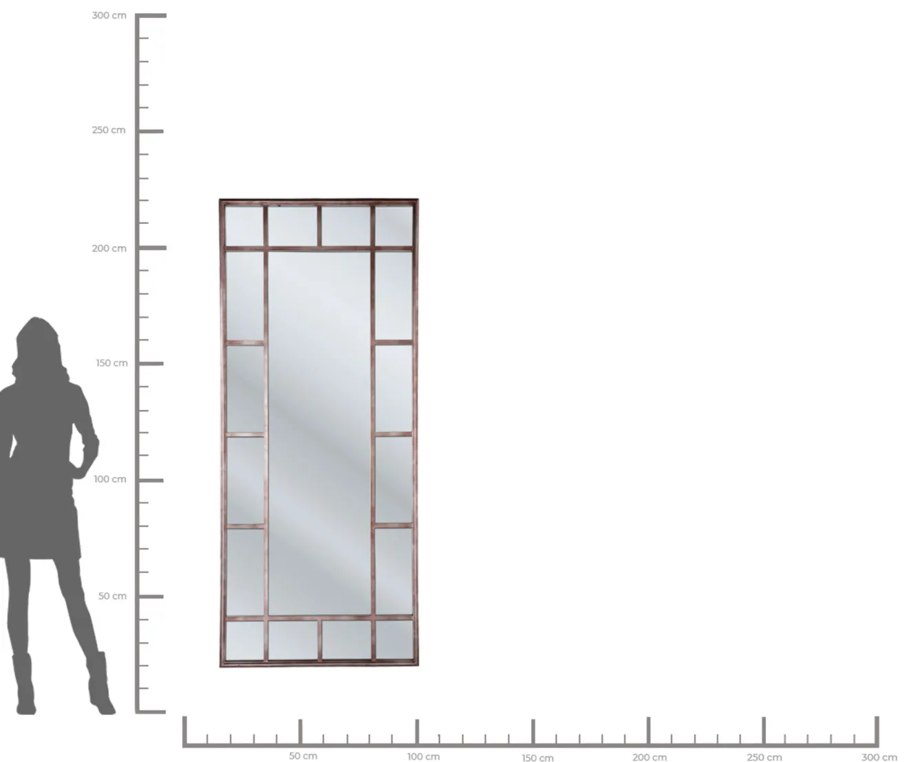 Fashion KARE Design Lustro wiszące Window Iron 200x90 cm brązowe - KARE