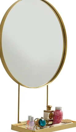 Discount KARE Design Lustro wiszące z półką Art ∅60 cm złote - KARE