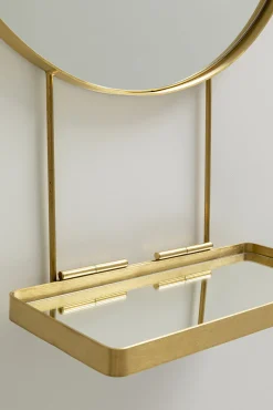 Discount KARE Design Lustro wiszące z półką Art ∅60 cm złote - KARE