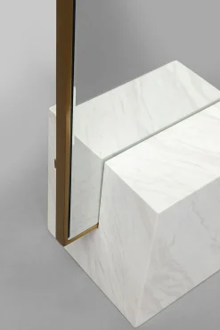 Outlet KARE Design Lustro ze złotą ramą 46x180 cm podstawa z marmuru biała - KARE