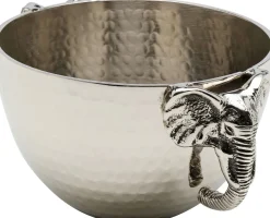 Clearance KARE Design Misa dekoracyjna srebrna z aluminium uchwyty z motywem słonia 23x18 cm - KARE