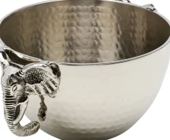 Clearance KARE Design Misa dekoracyjna srebrna z aluminium uchwyty z motywem słonia 23x18 cm - KARE