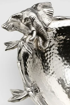 Fashion KARE Design Misa dekoracyjna srebrna z aluminium motyw słoni 47x35 cm - KARE