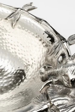 Fashion KARE Design Misa dekoracyjna srebrna z aluminium motyw słoni 47x35 cm - KARE