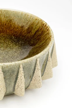 Clearance KARE Design Misa dekoracyjna z kamionki beżowo-zielona Ø30 cm - KARE