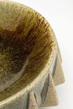 Clearance KARE Design Misa dekoracyjna z kamionki beżowo-zielona Ø30 cm - KARE