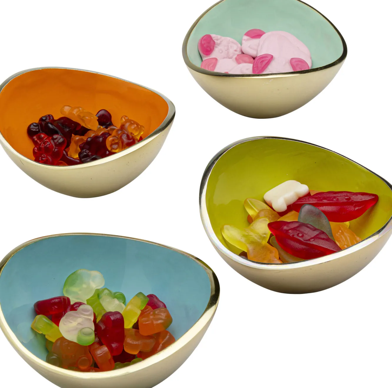 Discount KARE Design Miseczki do przekąsek kolorowe gładkie z aluminium ręczne wykonanie 4-set 250 ml - KARE