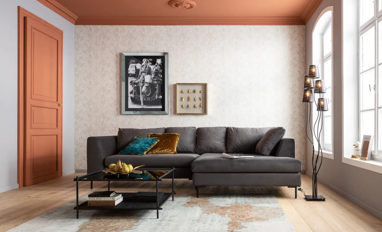 Hot KARE Design Narożnik Gianni Velvet 290x167 cm szary prawy - KARE