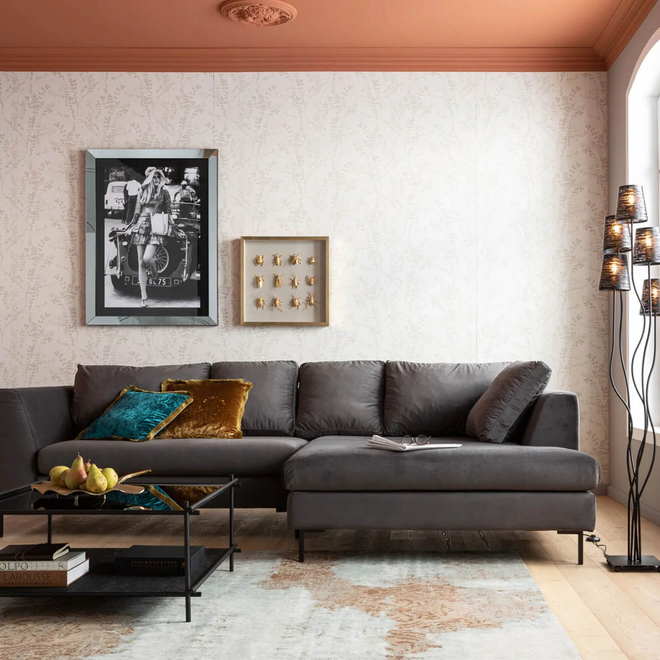 Hot KARE Design Narożnik Gianni Velvet 290x167 cm szary prawy - KARE