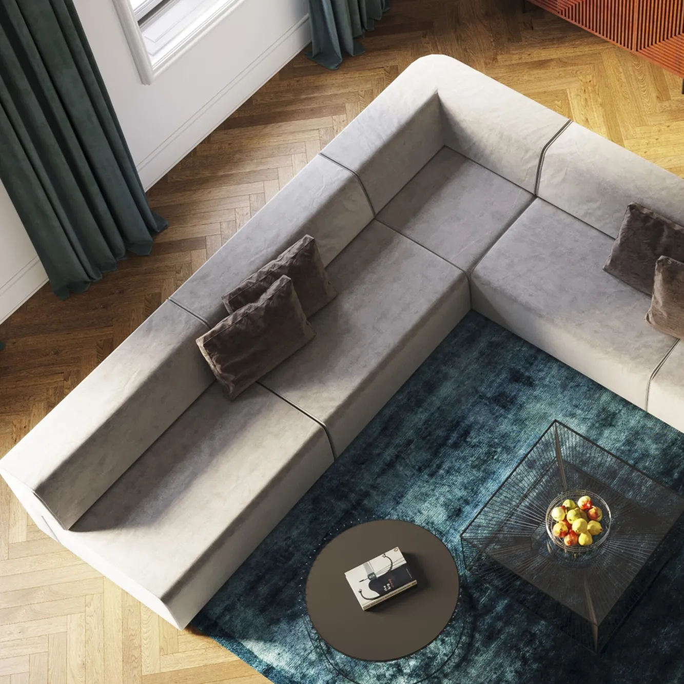 Fashion KARE Design Narożnik Infinity Chenille 100x100 cm prawy szary - KARE