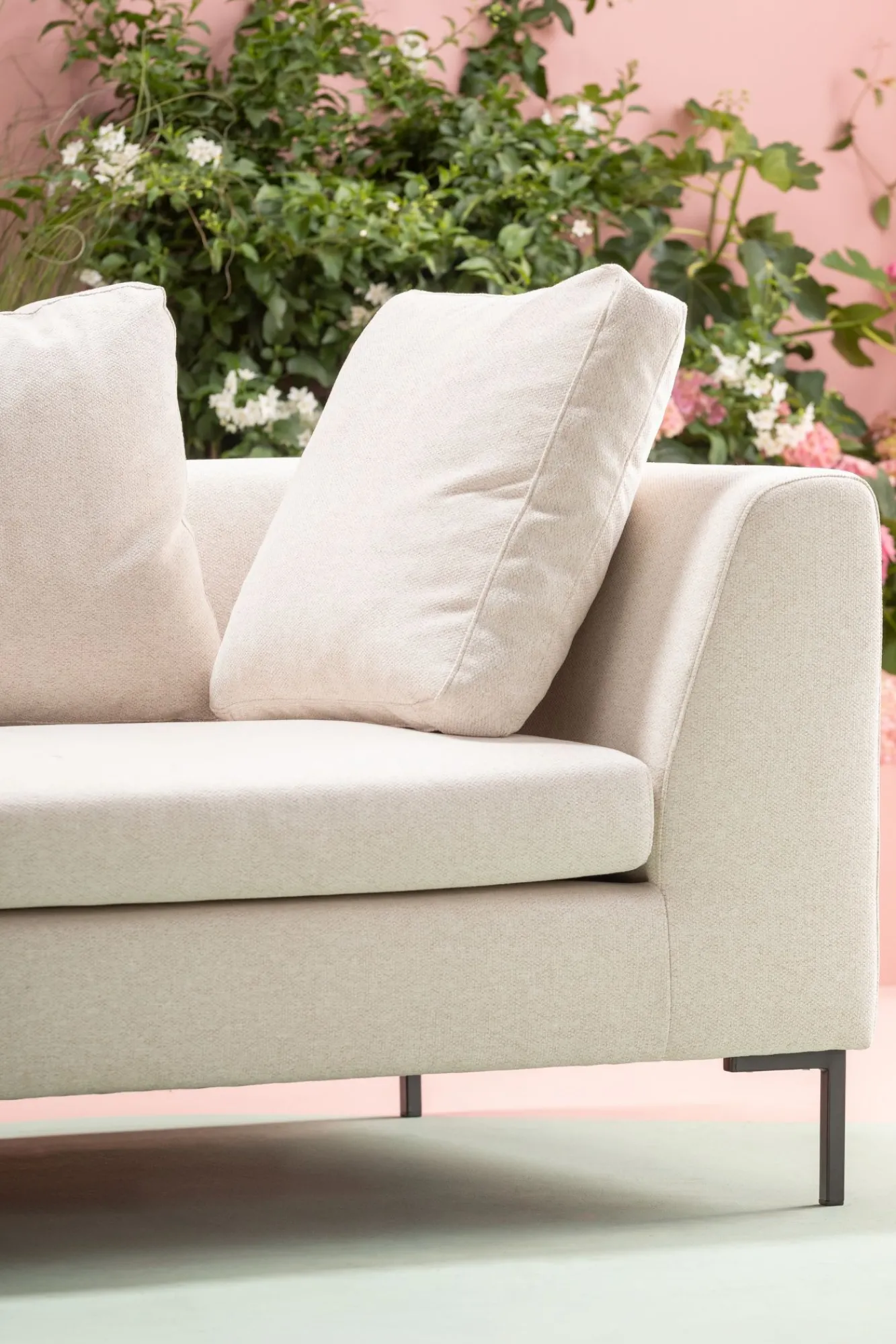 Discount KARE Design Narożnik lewy w kolorze kremowym nogi stalowe 250x167 cm - KARE