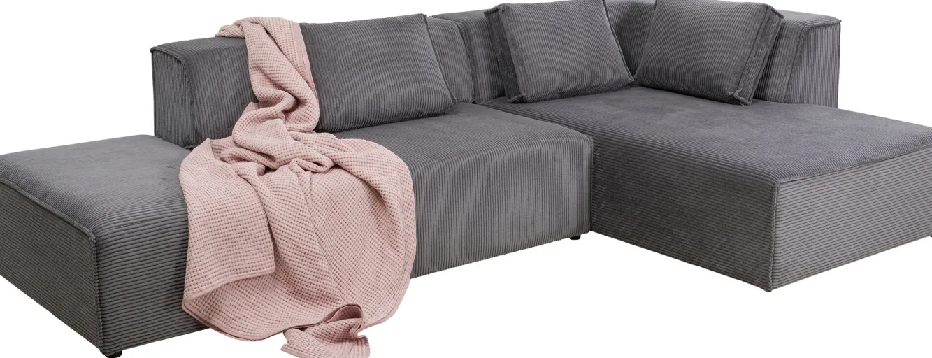 Fashion KARE Design Narożnik modułowy sztruksowy szary prawy 306x182 cm - KARE