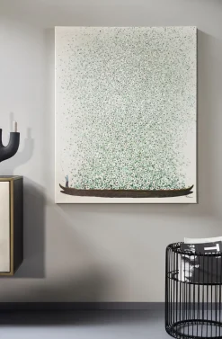 Sale KARE Design Obraz łódź i zielone kwiaty 120x160 cm beżowe tło - KARE