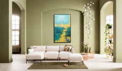 Sale KARE Design Obraz do salonu duży ręcznie malowany odcienie niebieskiego 125x215 cm - KARE