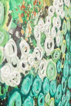 Discount KARE Design Obraz do salonu odcienie zieleni detale ręcznie malowane 100x100 cm - KARE