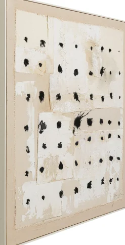 Online KARE Design Obraz do salonu 120x120 cm abstrakcyjny ręcznie malowany czarne kropki - KARE