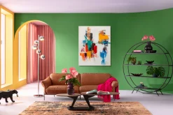 New KARE Design Obraz do salonu 120x150 cm abstrakcyjny ręcznie malowany kolorowe wzory - KARE