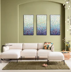 Hot KARE Design Obraz 3-elementowy kolorowy do salonu ręcznie malowane detale 240x160 cm - KARE