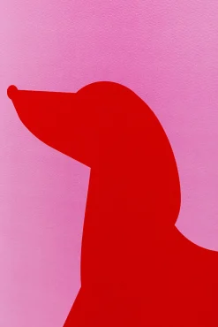 Online KARE Design Obraz 2-elementowy 30x40 cm czerwono-różowy pies jamnik - KARE