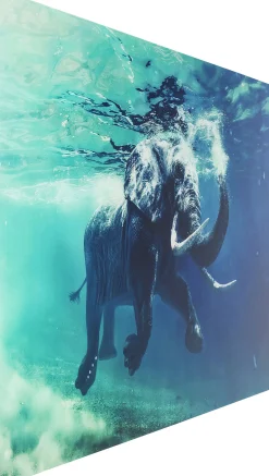 Sale KARE Design Obraz Glass Swimming Elephant 180x120 cm kolorowy - KARE