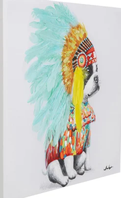 Fashion KARE Design Obraz Headdress Dog 80x80 cm kolorowy - KARE