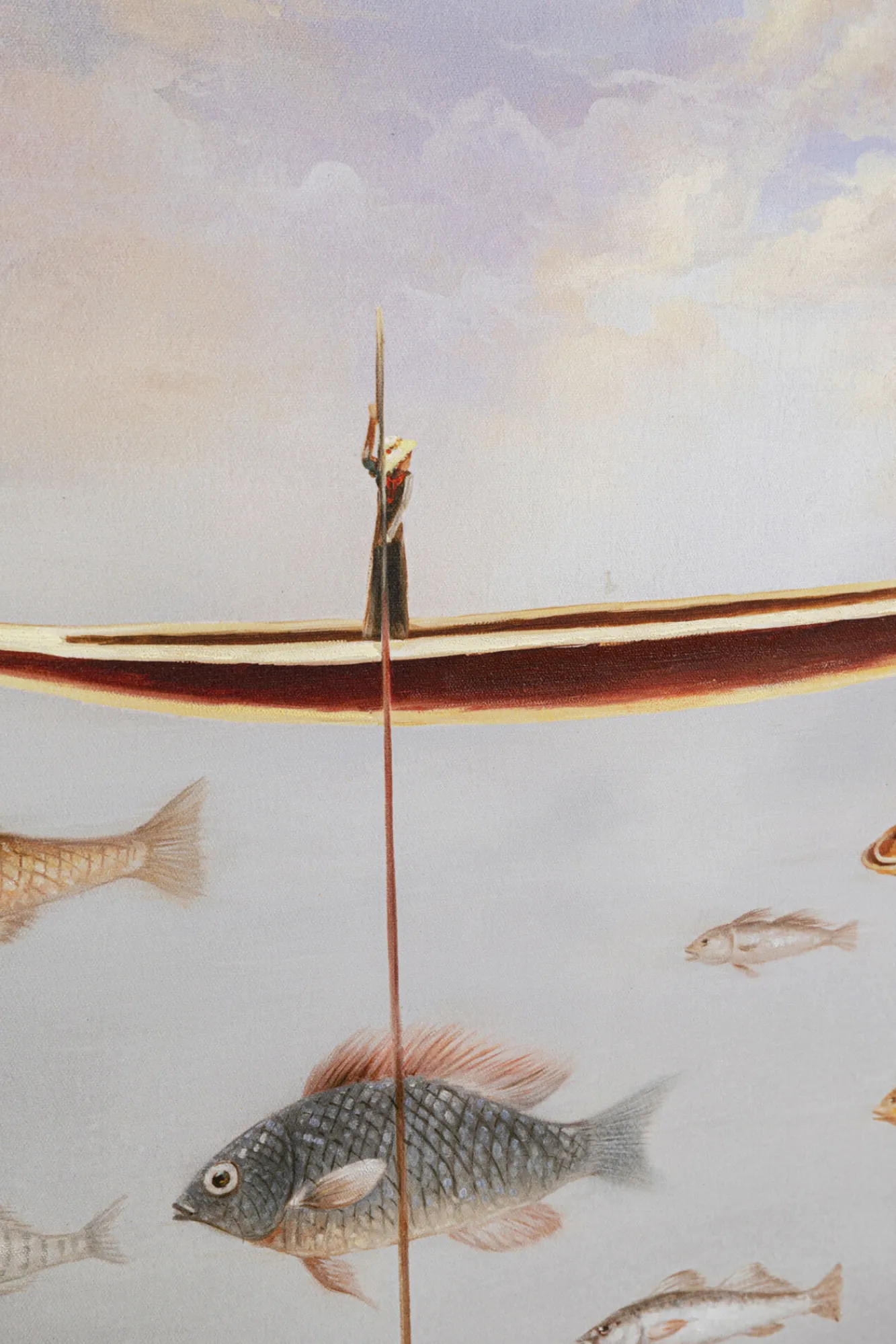 Online KARE Design Obraz kolorowy łódka i ryby rama czarna 60x120 cm - KARE