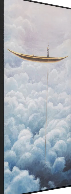 Sale KARE Design Obraz kolorowy łódka w chmurach rama czarna 60x120 cm - KARE