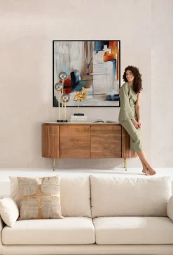 New KARE Design Obraz kolorowy motyw abstrakcyjny rama czarna 100x100 cm - KARE