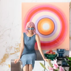 Fashion KARE Design Obraz kolorowy płótno bawełniane okręgi 120x120 cm - KARE