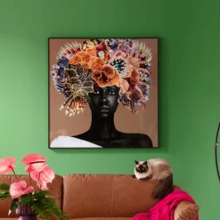 Discount KARE Design Obraz kwadratowy kolorowy rama czarna z aluminium 120x120 cm - KARE