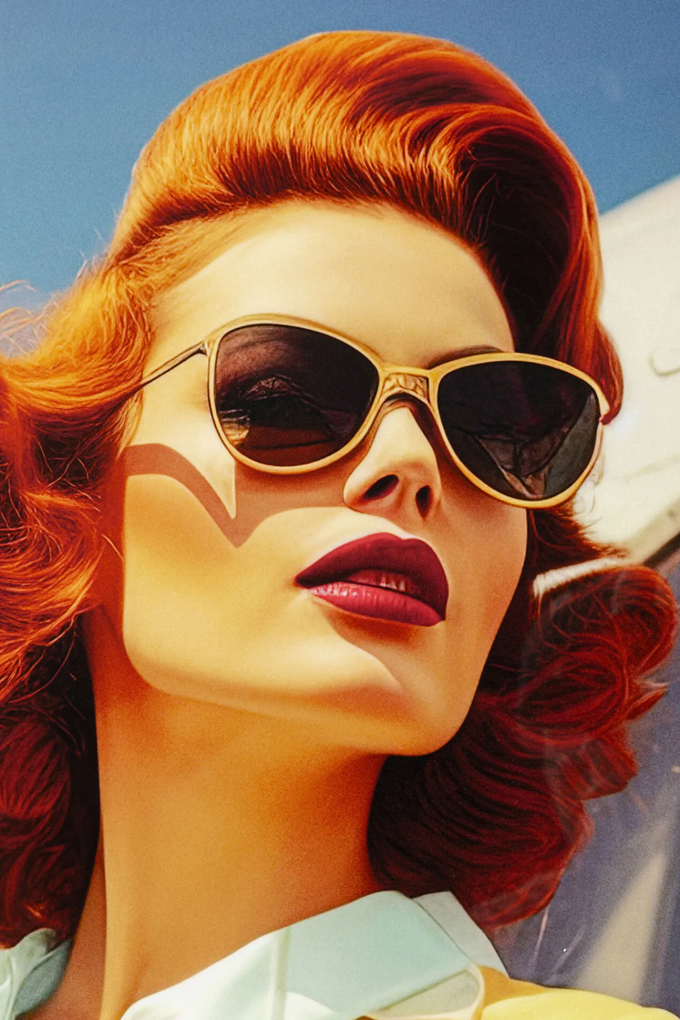 Discount KARE Design Obraz LED kolorowy 120x80 cm 80's samolot i kobieta - KARE