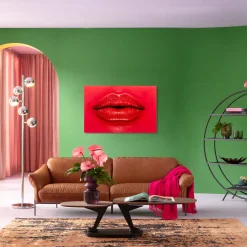 Best KARE Design Obraz szklany czerwony usta 120x80 cm - KARE