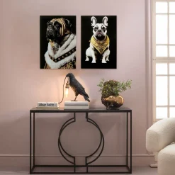 Outlet KARE Design Obraz szklany kolorowy król mops 40x60 cm - KARE