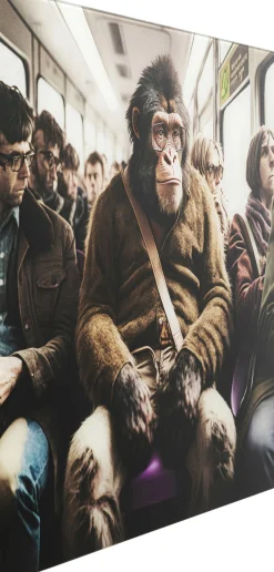 Discount KARE Design Obraz szklany kolorowy małpa w autobusie 60x60 cm - KARE