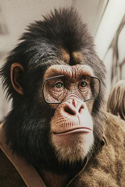 Discount KARE Design Obraz szklany kolorowy małpa w autobusie 60x60 cm - KARE