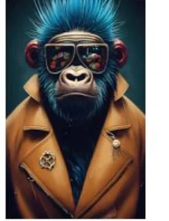 Outlet KARE Design Obraz szklany kolorowy modna małpa 60x80 cm - KARE